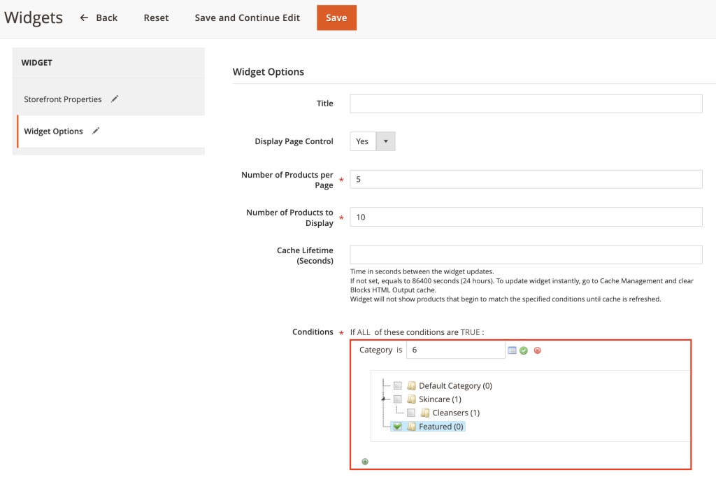 Kategorien zu einem Widget in Magento 2 hinzufügen
