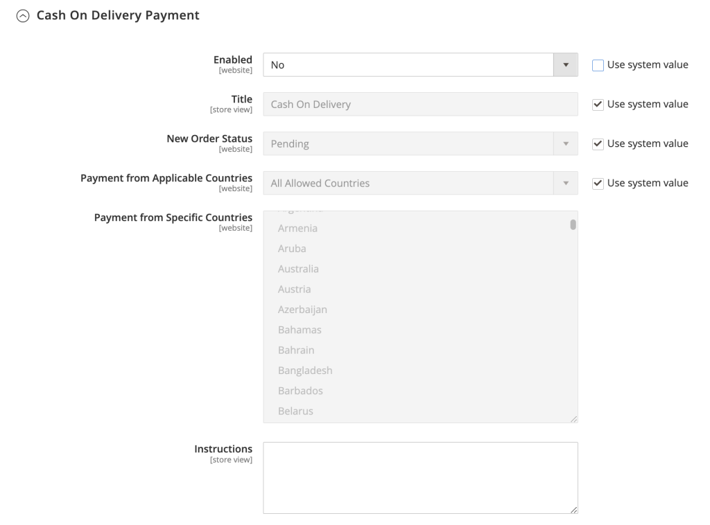 Die Option „Nachnahme“ in Magento 2 aktivieren