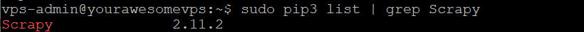 Mit `pip list` und `grep` nach einem installierten Paket suchen