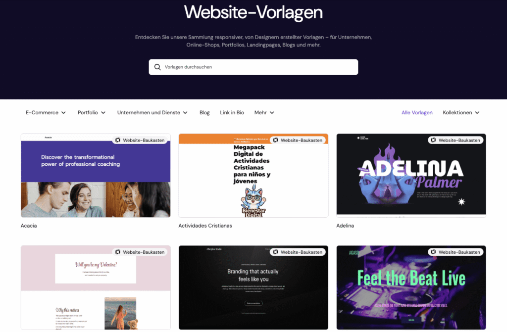 Landingpage-Vorlagen von Hostinger