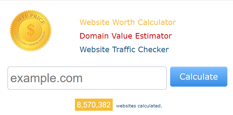 Screenshot der Startseite von Siteprice.org
