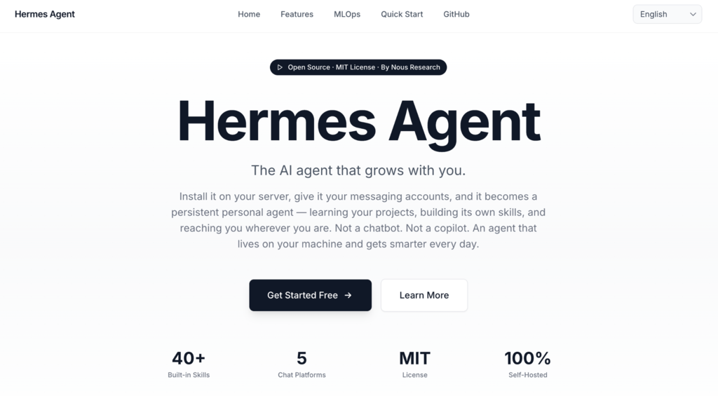 Startseite von Hermes Agent