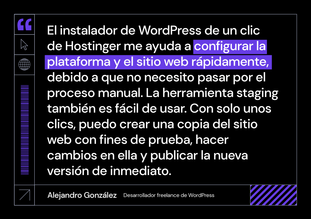 Testimonio de Alejandro González acerca del instalador de WP de Hostinger