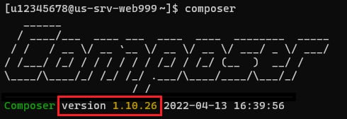 La versión de Composer 1 instalada en tu entorno de hosting