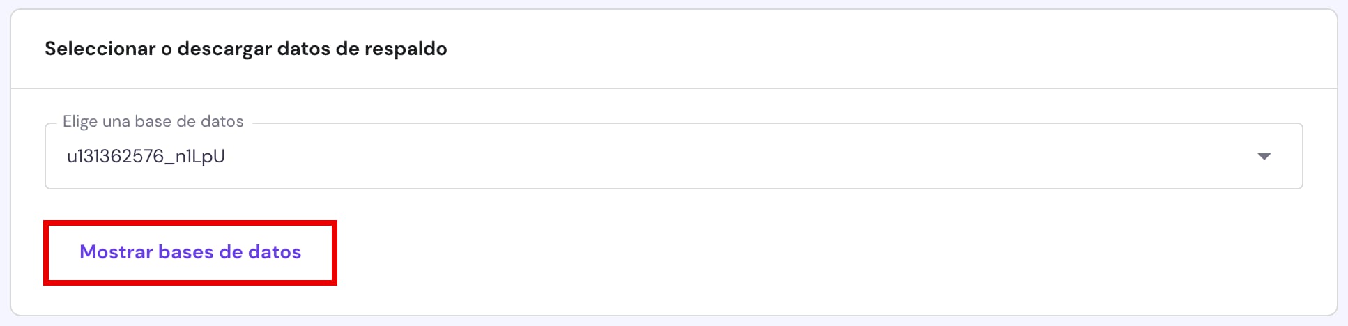 Seleccionar una base de datos determinada