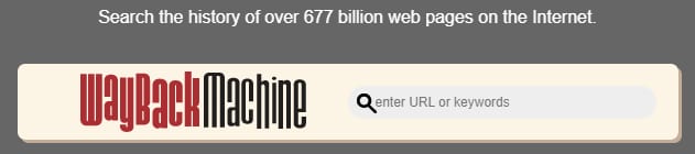 La barra de búsqueda de WayBackMachine