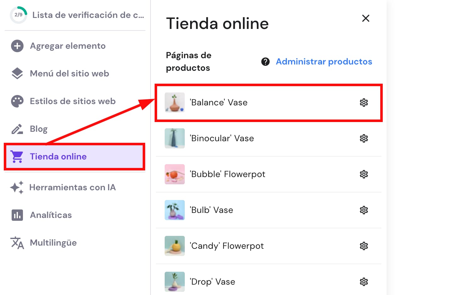 Acceder a la página de un producto