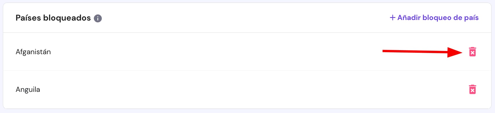 Eliminar un bloque de países
