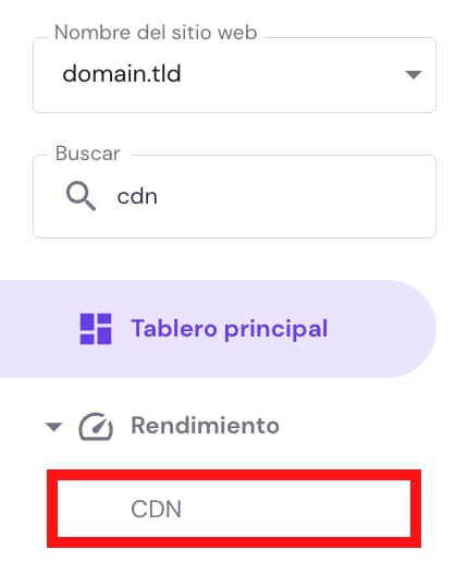 Configuración de CDN en el panel de control de alojamiento del sitio web
