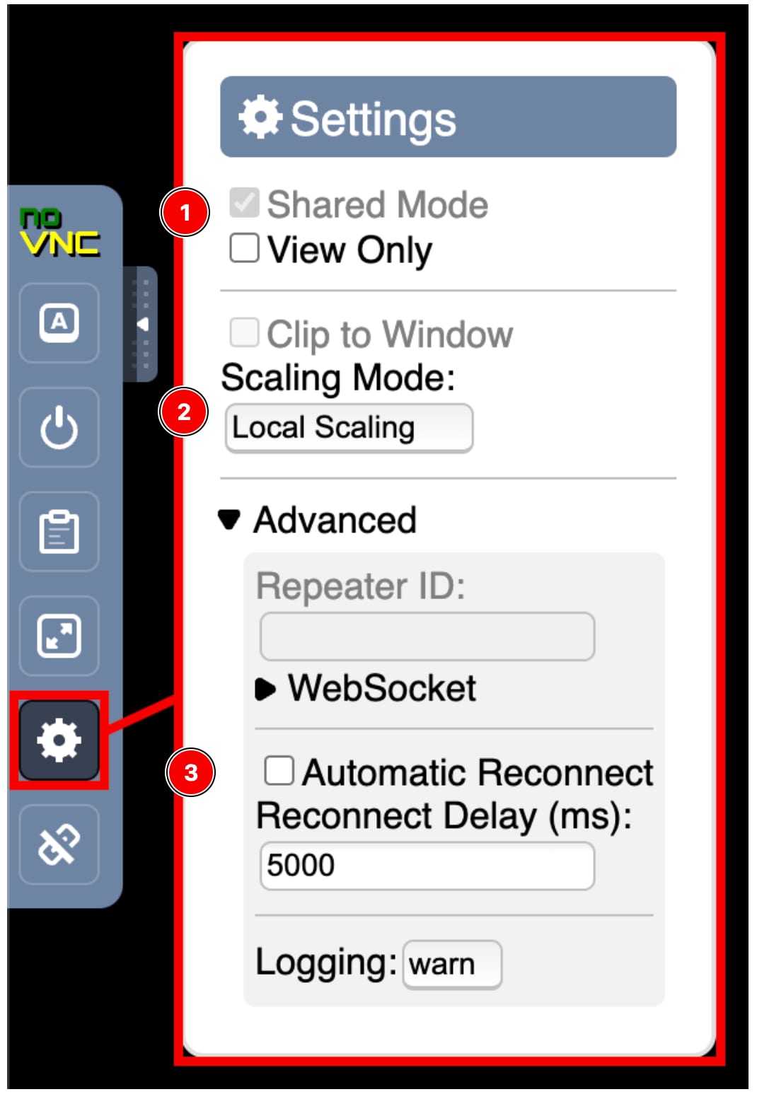 La pestaña Configuración en el Navegador Terminal