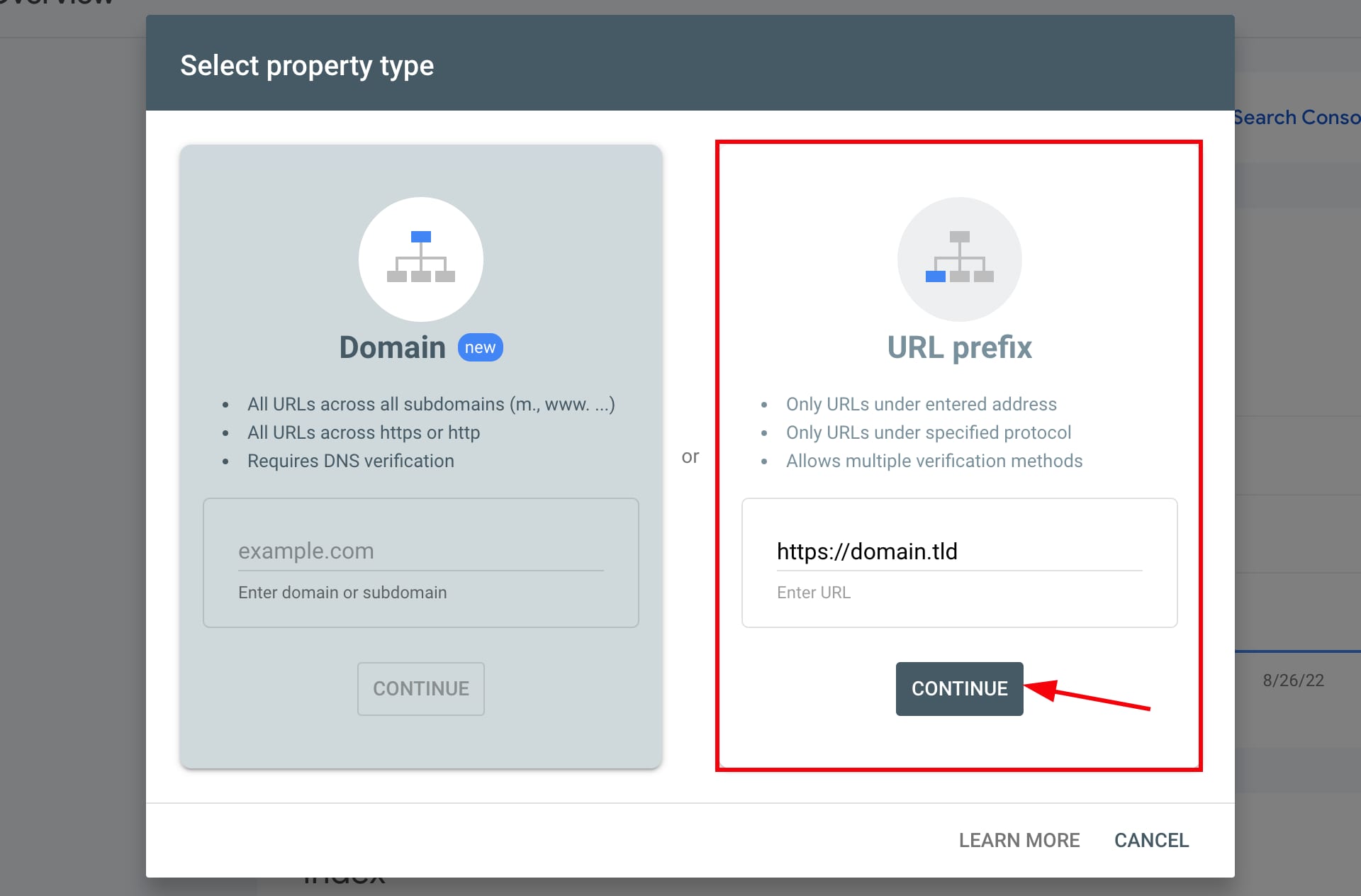 Agregar una URL a Google Search Console