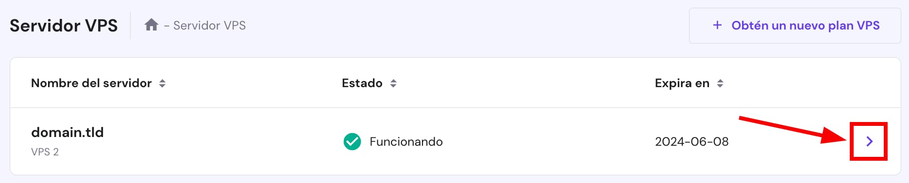 Accediendo al panel de control de VPS