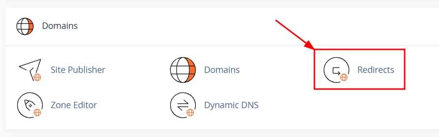 La opción de redirecciones en cPanel