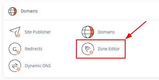 La opción del editor de zonas de cPanel