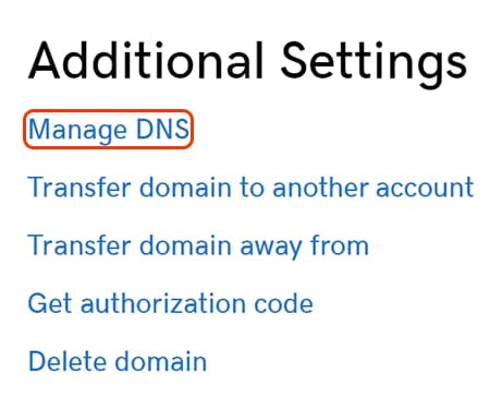 Seleccione administrar dns