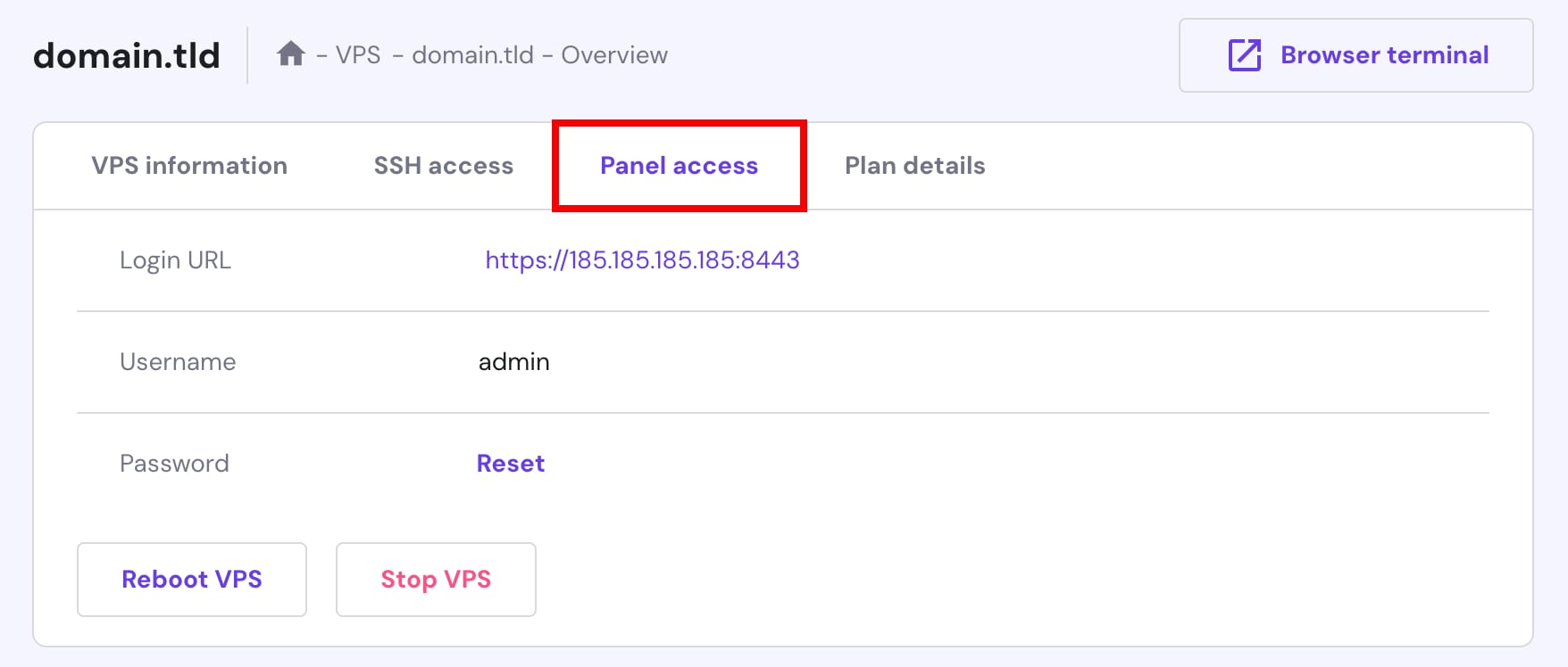 Accessing the VPS with CloudPanel