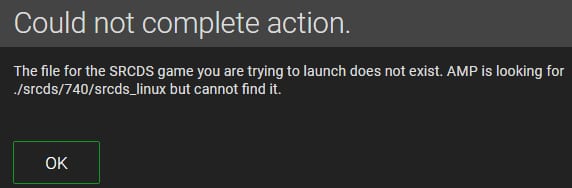 The could not complete action error message