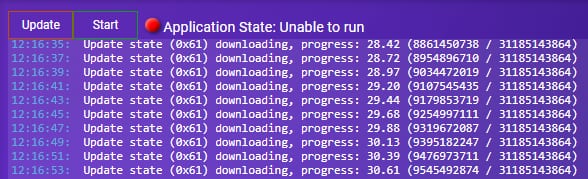 The Game Panel downloading the game files