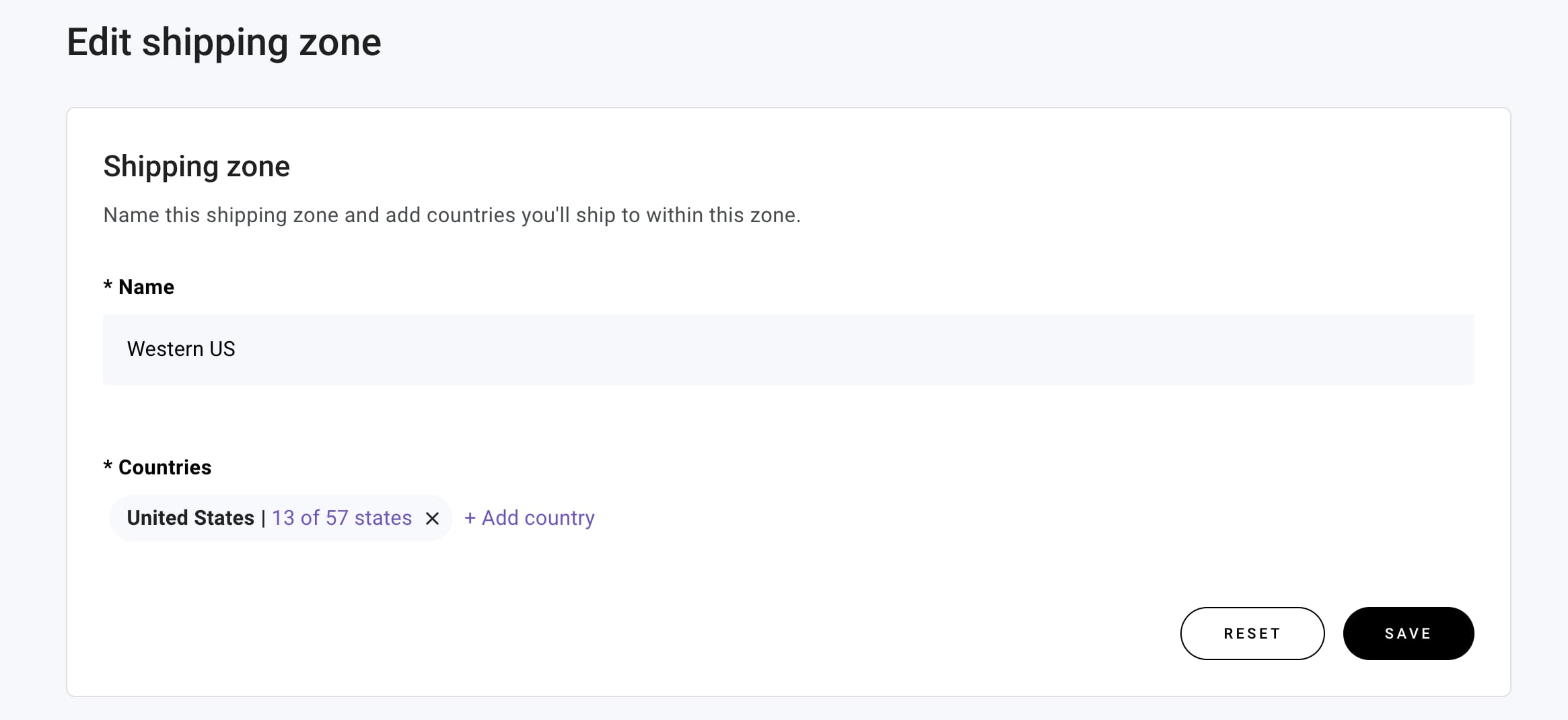 You can edit the shipping zone by specifying its name the preferred countries
