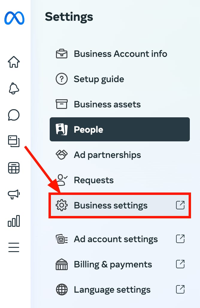 Business settings in Facebook Business Manager