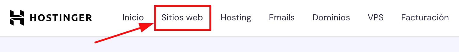 La sección de Sitios web en Hostinger