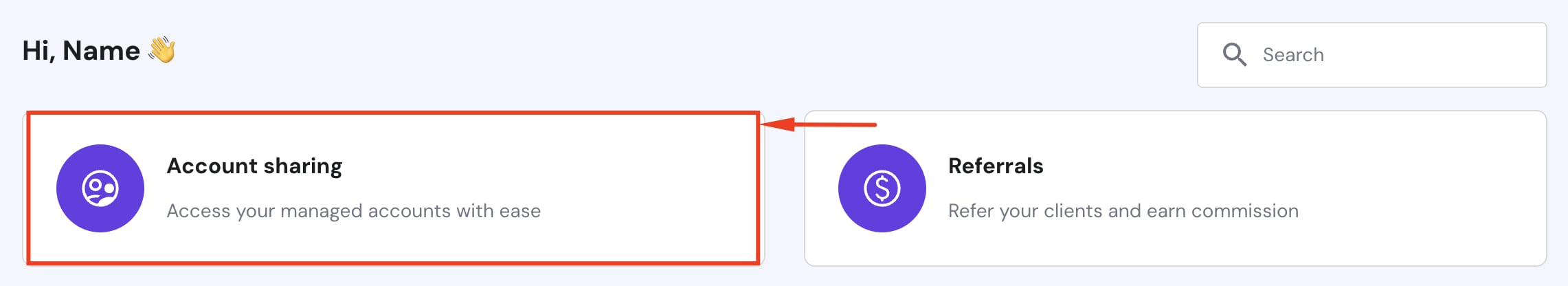 The account sharing feature in Hostinger