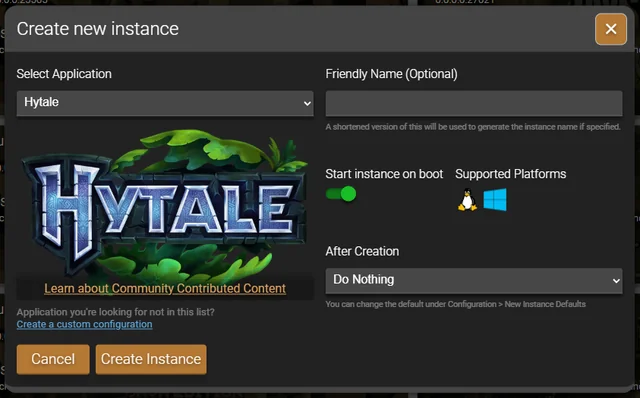 Hytale en Panel de juego