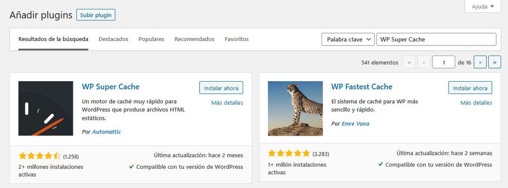 Buscando un plugin en WordPress
