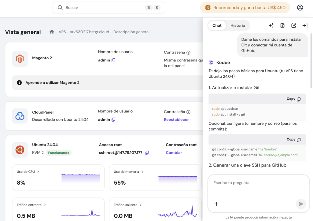 Uso de Kodee en hPanel