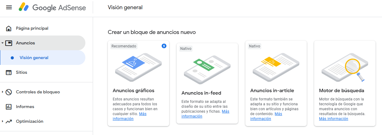 Bloques de anuncios en Adsense