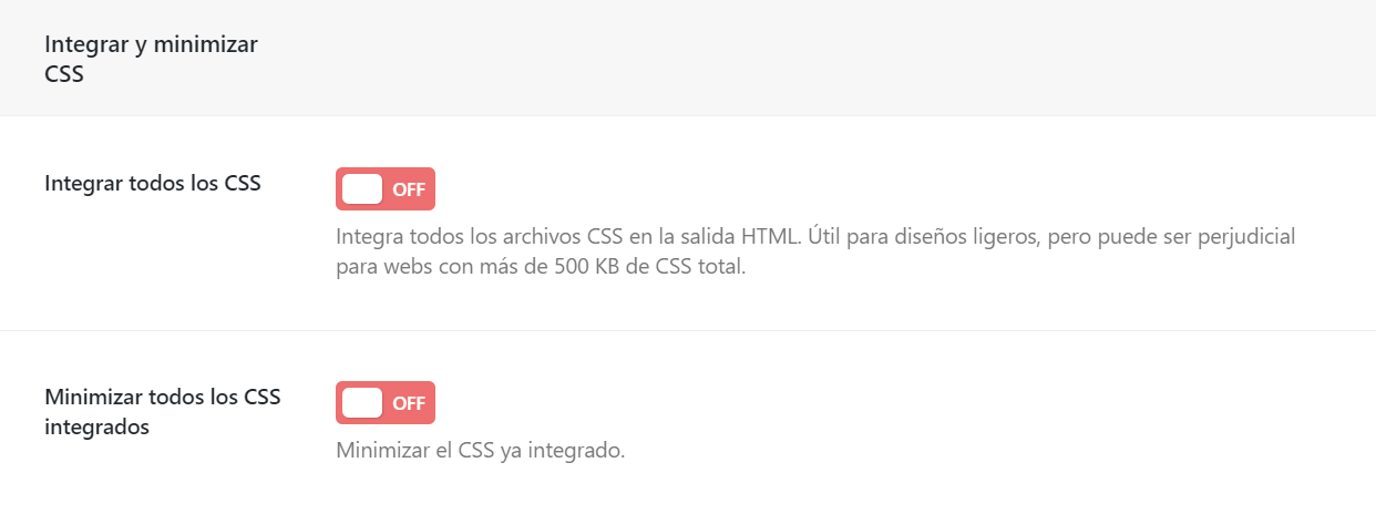 Integrar y minimizar CSS en Speed Booster
