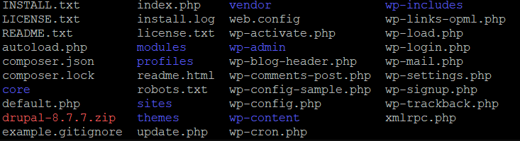Resultado de utilizar el comando ls