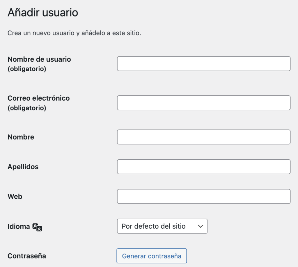 Añadir nuevo usuario en WP