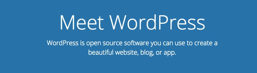 La página de inicio de WordPress.