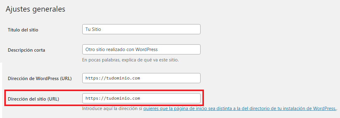 Ajustes generales en WordPress