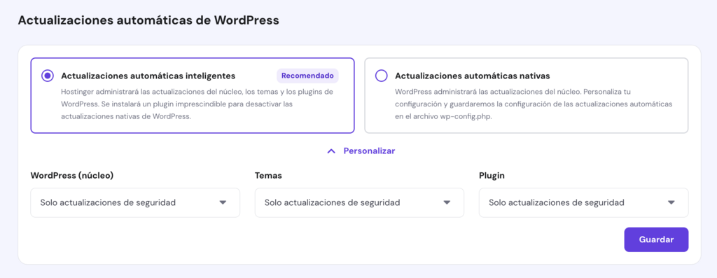 Actualizaciones automáticas inteligentes de WordPress