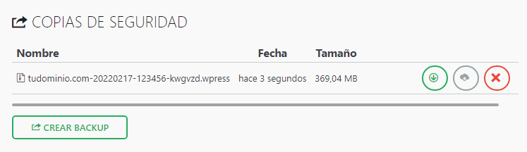 Copia de seguridad creada