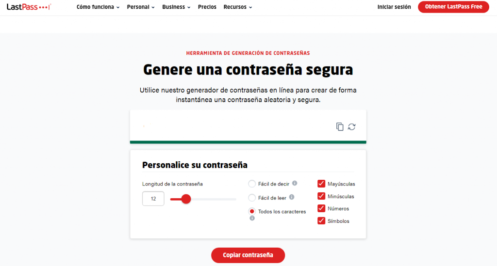 Página de inicio de LastPass