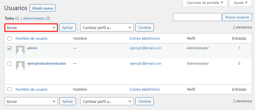 Crear nuevo admin en WordPress