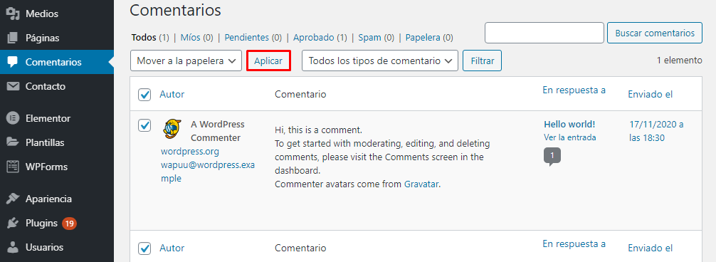 Eliminar todos los comentarios existentes en cada entrada y página de WordPress