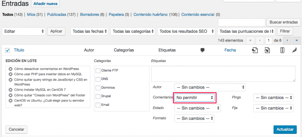 desactivar comentarios en wordpress 2