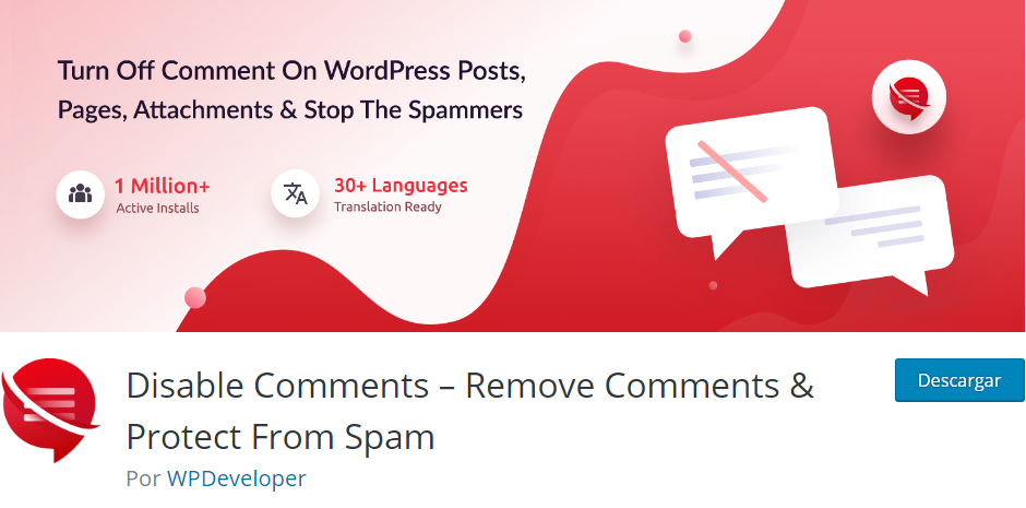 Plugin Disable Comments de WordPress