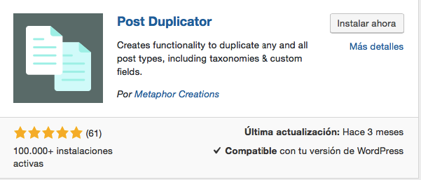 Plugin Post Duplicator para WordPress