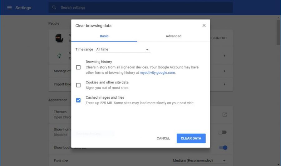 Reparar el error HTTP de WordPress borrando la caché del navegador