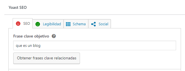 Incluir frase clave objetivo en Yoast SEO 