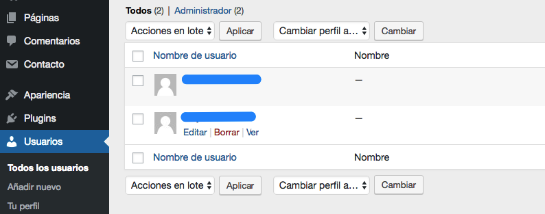 Eliminando uno de tus usuarios.