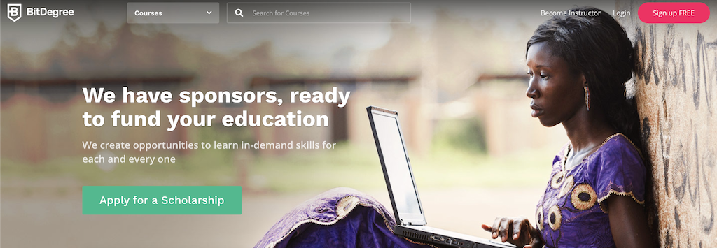 Imagen de la página de BitDegree