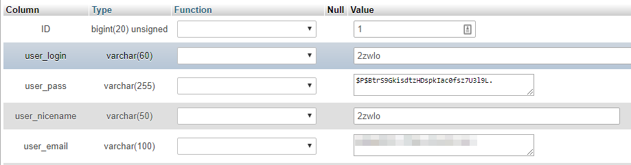 Editando los valores asociados con uno de tus usuarios a través de tu base de datos.