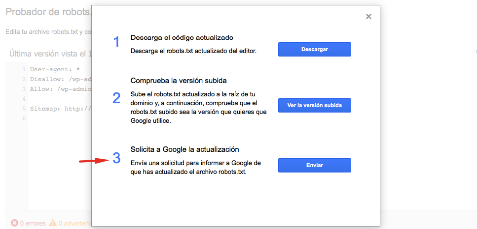 Envío de archivo txt a Search Console