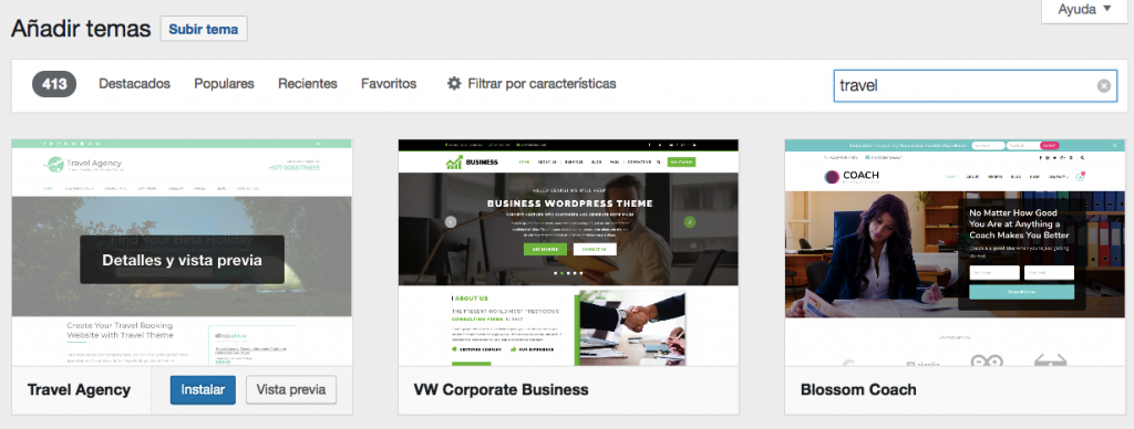 instalar tema de viajes